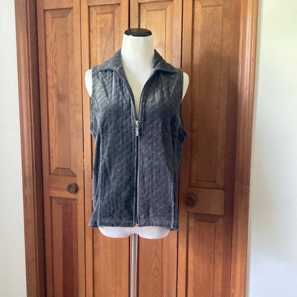 White Stag Grey Velour Zip Up Vest, Size S